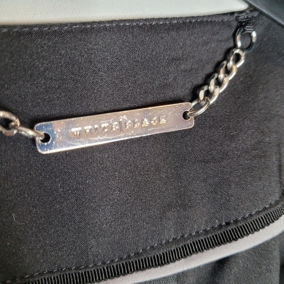 WHBM Single Button Pinstriped Leather Accent Blazer - Picture 7 of 14